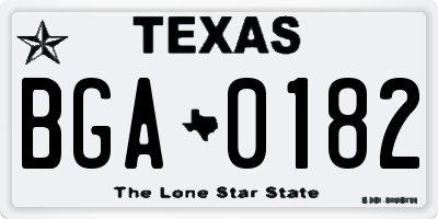 TX license plate BGA0182