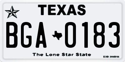 TX license plate BGA0183