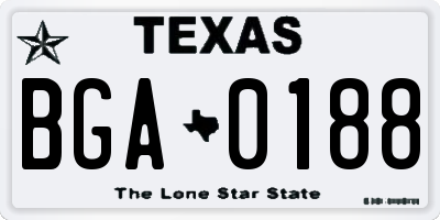 TX license plate BGA0188