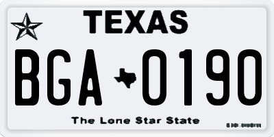 TX license plate BGA0190
