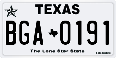 TX license plate BGA0191