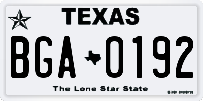 TX license plate BGA0192