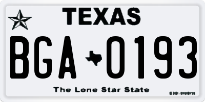 TX license plate BGA0193