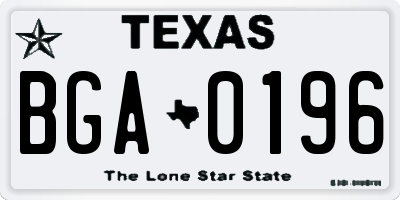 TX license plate BGA0196