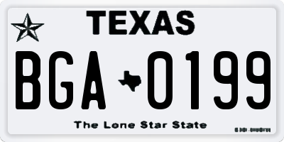 TX license plate BGA0199