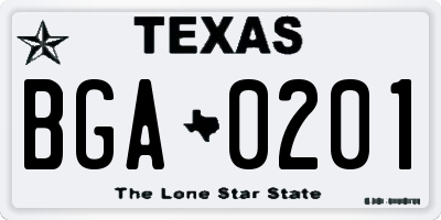 TX license plate BGA0201