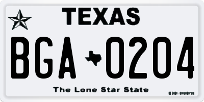TX license plate BGA0204