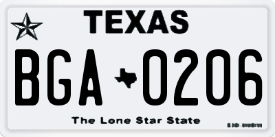 TX license plate BGA0206