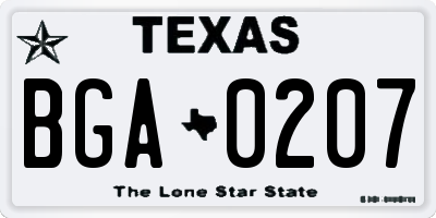 TX license plate BGA0207