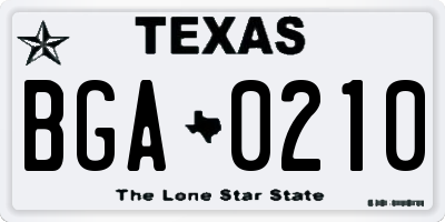 TX license plate BGA0210