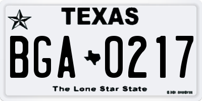 TX license plate BGA0217