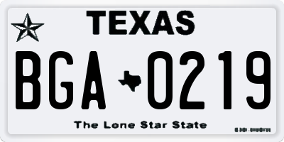 TX license plate BGA0219