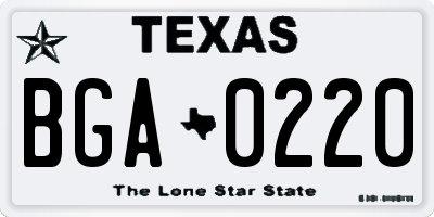 TX license plate BGA0220