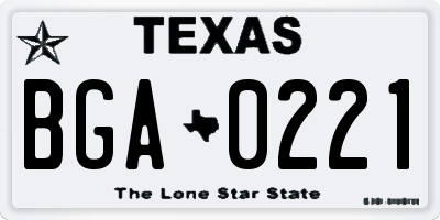 TX license plate BGA0221