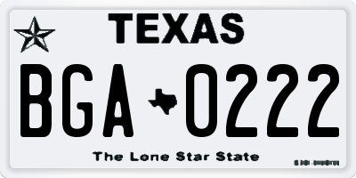 TX license plate BGA0222