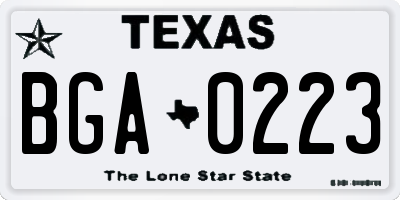 TX license plate BGA0223