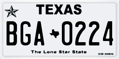 TX license plate BGA0224