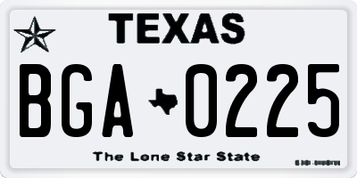 TX license plate BGA0225