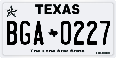 TX license plate BGA0227