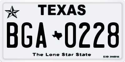 TX license plate BGA0228