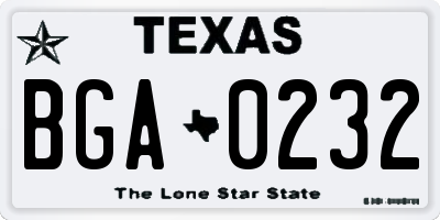TX license plate BGA0232