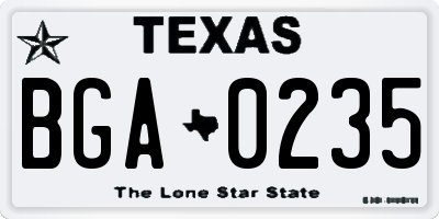 TX license plate BGA0235