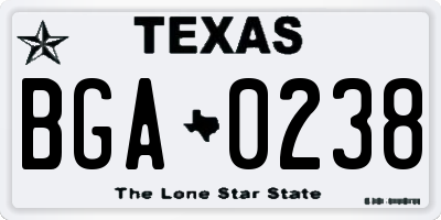 TX license plate BGA0238