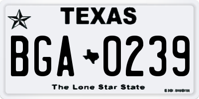 TX license plate BGA0239