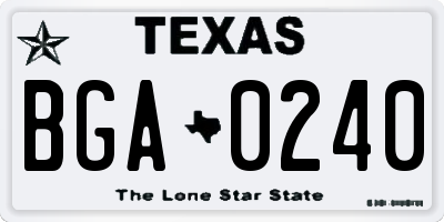 TX license plate BGA0240
