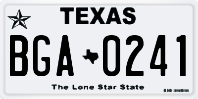 TX license plate BGA0241