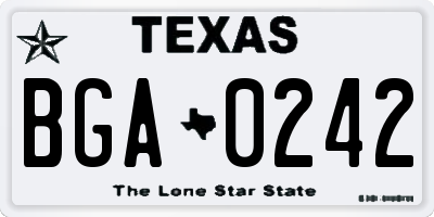 TX license plate BGA0242