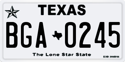 TX license plate BGA0245