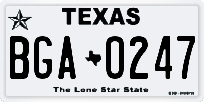 TX license plate BGA0247