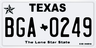 TX license plate BGA0249