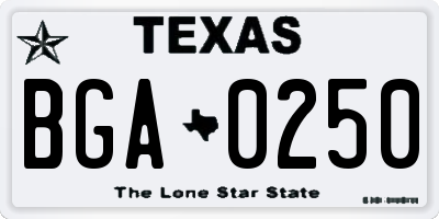 TX license plate BGA0250