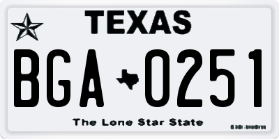 TX license plate BGA0251