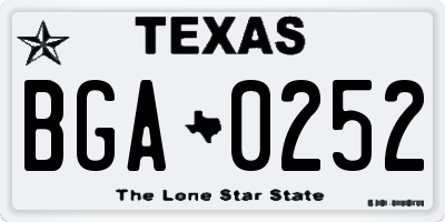 TX license plate BGA0252