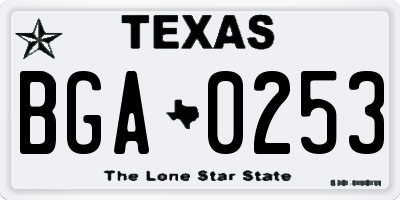 TX license plate BGA0253