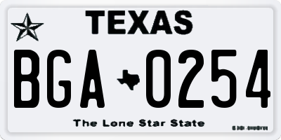 TX license plate BGA0254