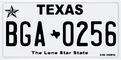 TX license plate BGA0256