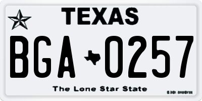 TX license plate BGA0257