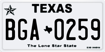 TX license plate BGA0259