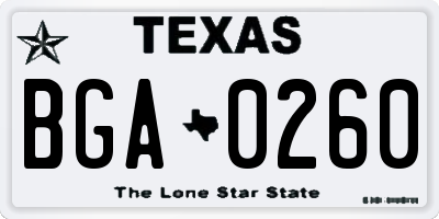TX license plate BGA0260