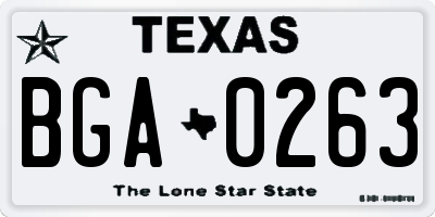 TX license plate BGA0263