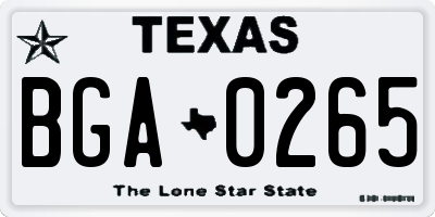 TX license plate BGA0265
