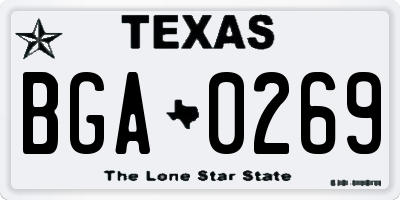 TX license plate BGA0269