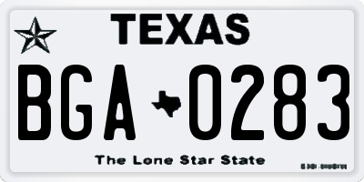 TX license plate BGA0283