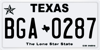 TX license plate BGA0287