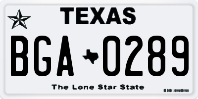 TX license plate BGA0289