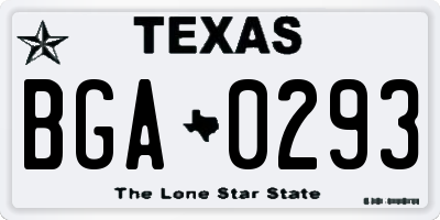 TX license plate BGA0293